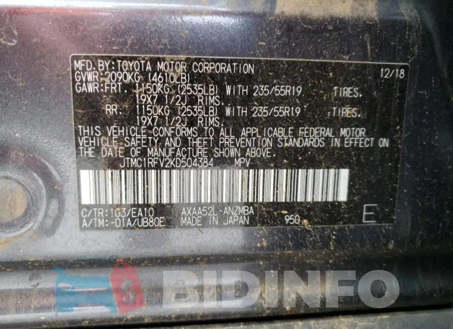 JTMC1RFV2KD504384 Photo# 10