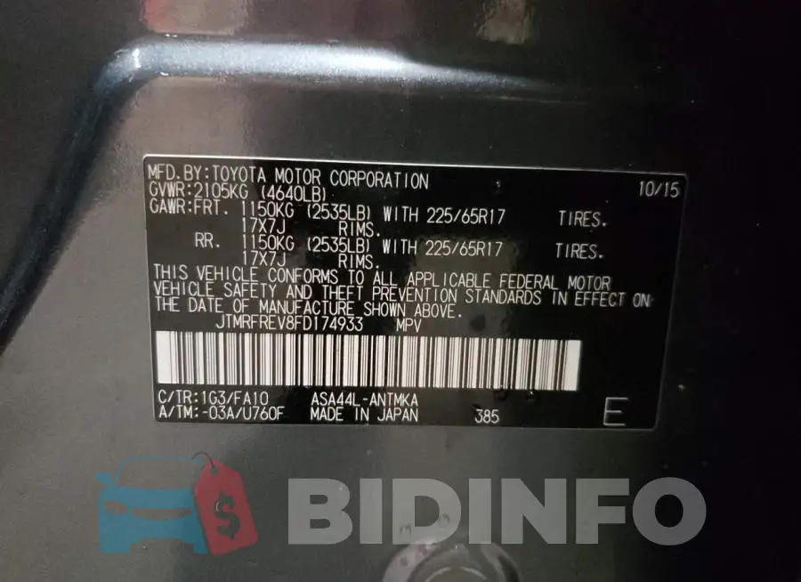 JTMRFREV8FD174933 Photo# 10