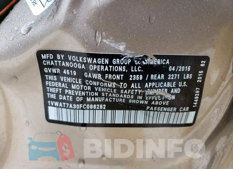 1VWAT7A30FC086282 Photo# 10