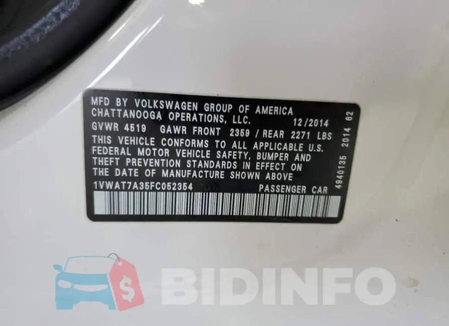 1VWAT7A35FC052354 Photo# 10