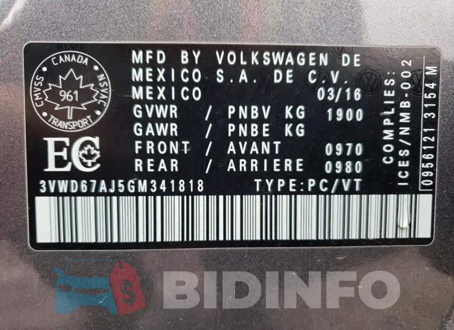 3VWD67AJ5GM341818 Photo# 10