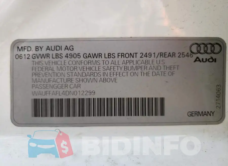 WAUFFAFL4DN012299 Photo# 12