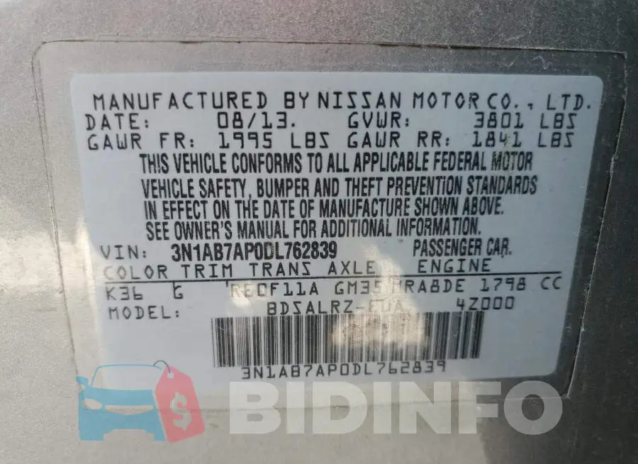 3N1AB7AP0DL762839 Photo# 13