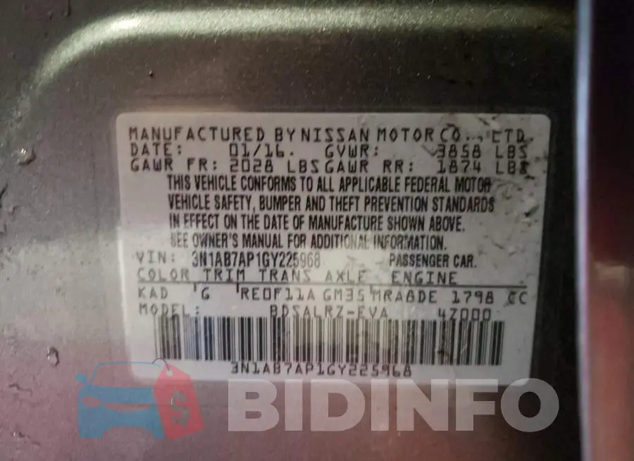 3N1AB7AP1GY225968 Photo# 10