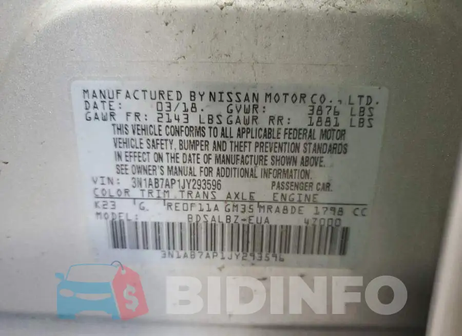 3N1AB7AP1JY293596 Photo# 10