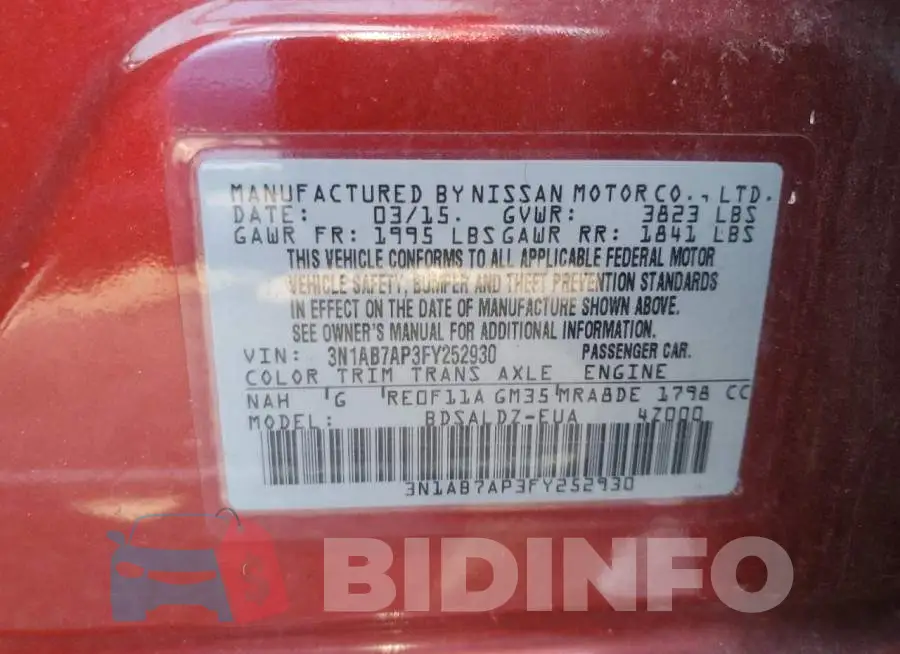 3N1AB7AP3FY252930 Photo# 10