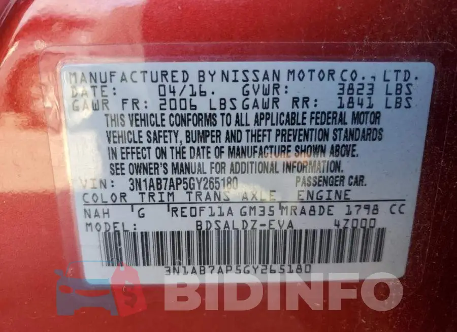 3N1AB7AP5GY265180 Photo# 13