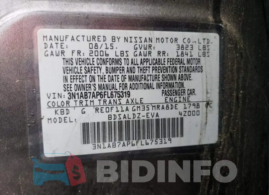 3N1AB7AP6FL675319 Photo# 12
