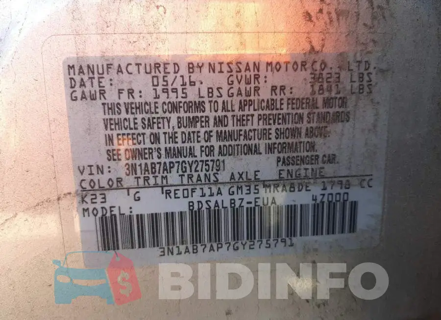 3N1AB7AP7GY275791 Photo# 13