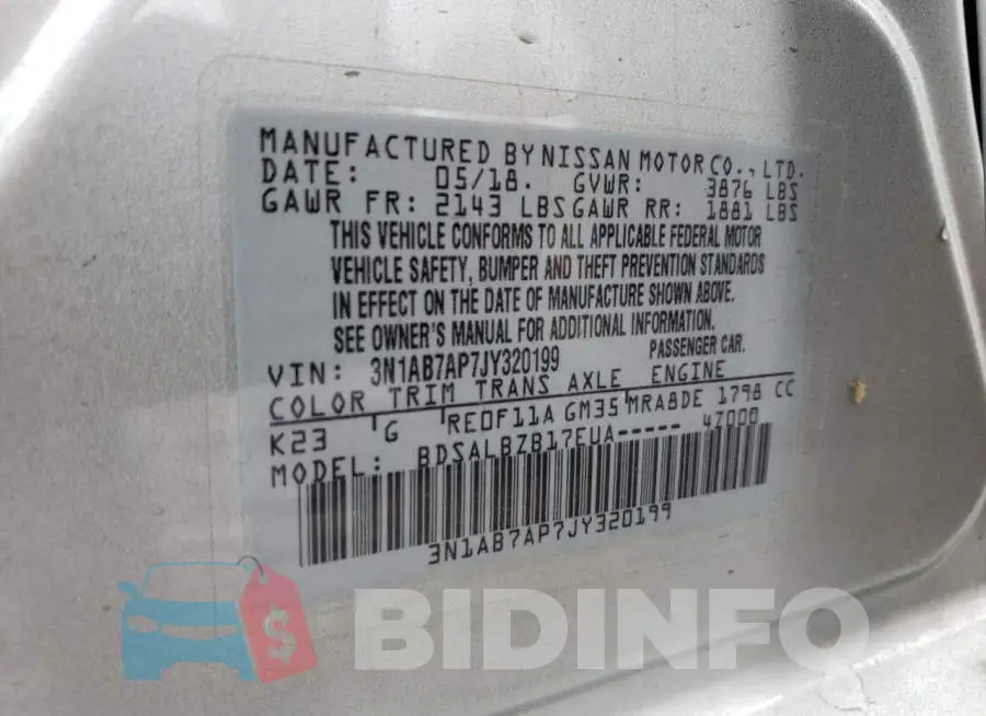 3N1AB7AP7JY320199 Photo# 10