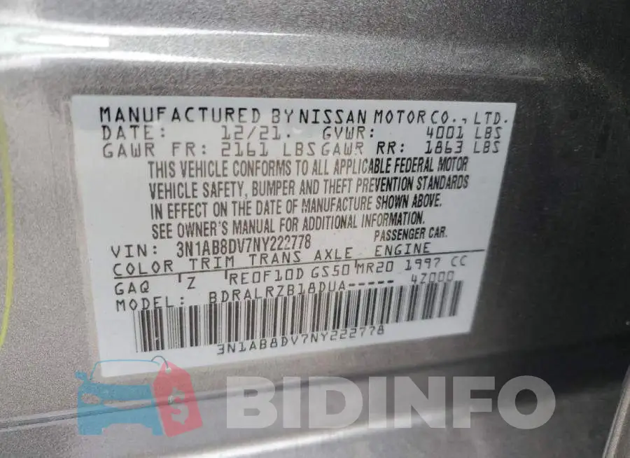 3N1AB8DV7NY222778 Photo# 10