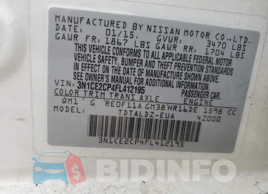3N1CE2CP4FL412195 Photo# 12