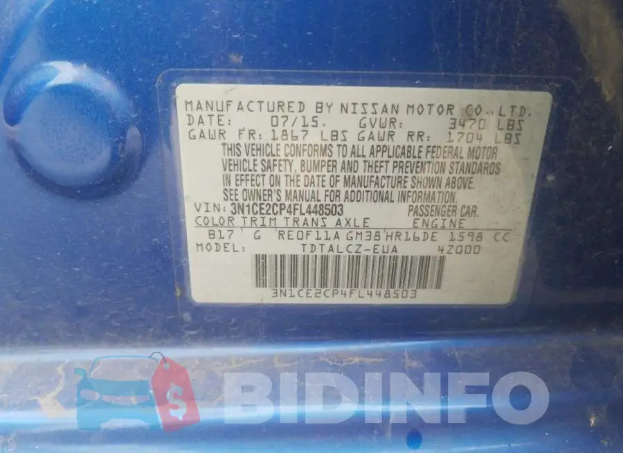 3N1CE2CP4FL448503 Photo# 10