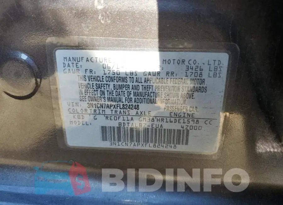 3N1CN7APXFL824248 Photo# 10
