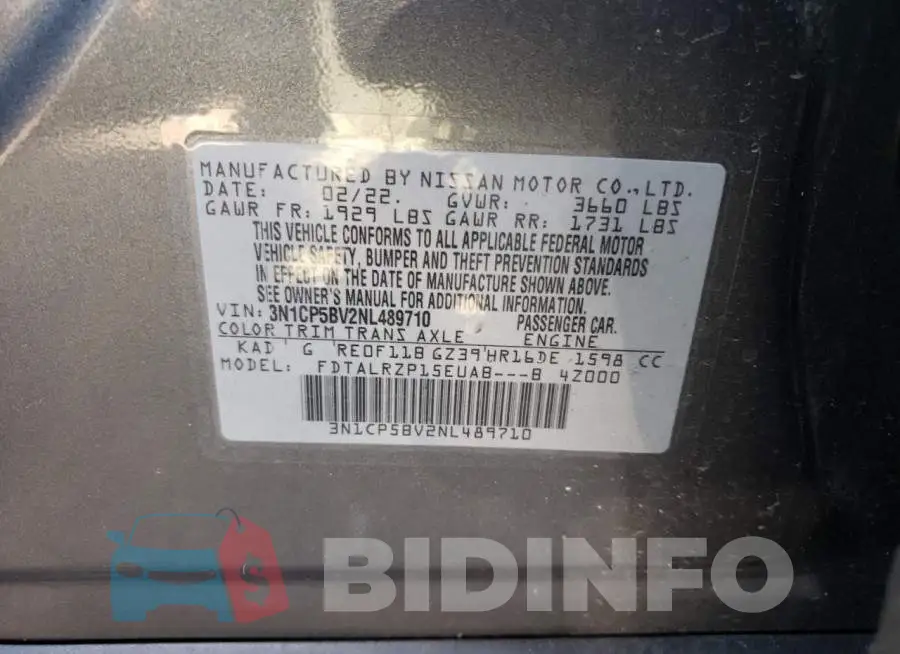 3N1CP5BV2NL489710 Photo# 10