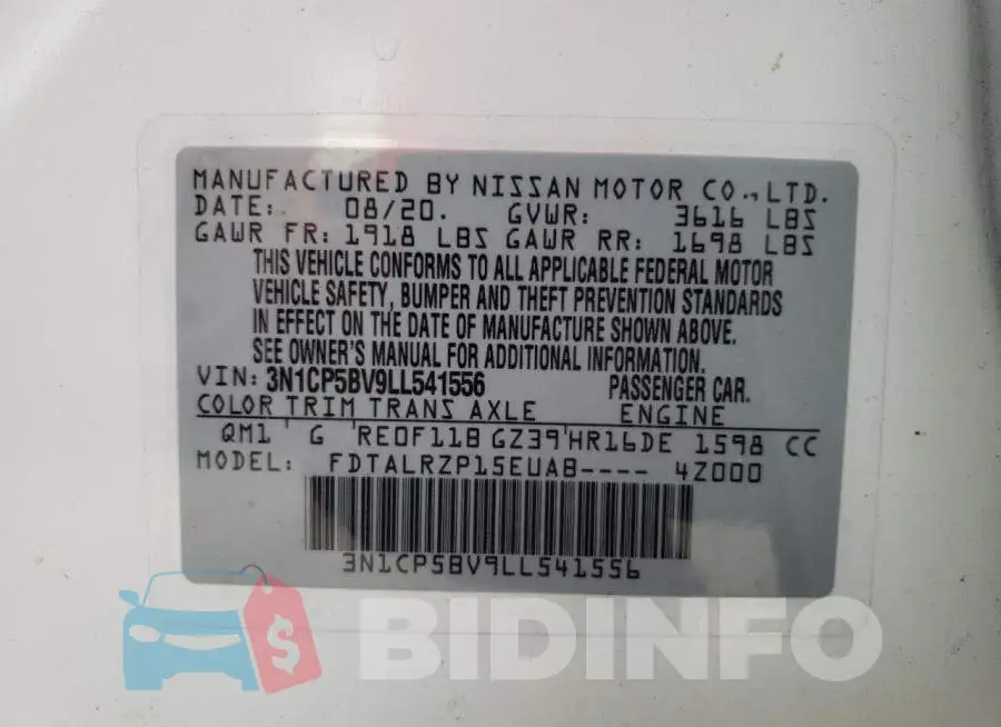 3N1CP5BV9LL541556 Photo# 10