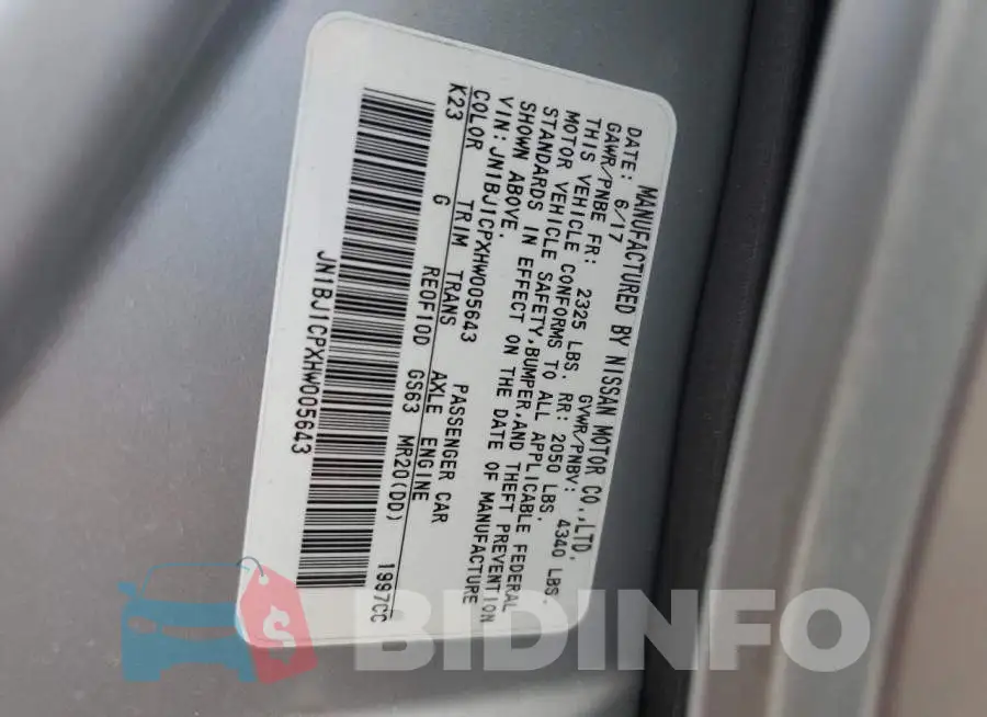 JN1BJ1CPXHW005643 Photo# 13