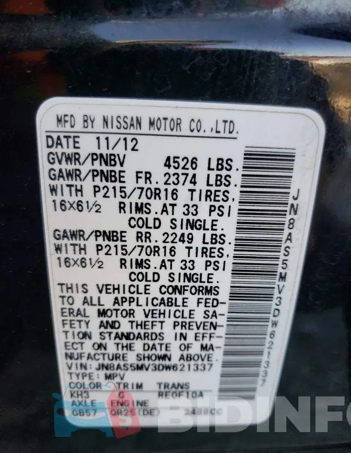 JN8AS5MV3DW621337 Photo# 13