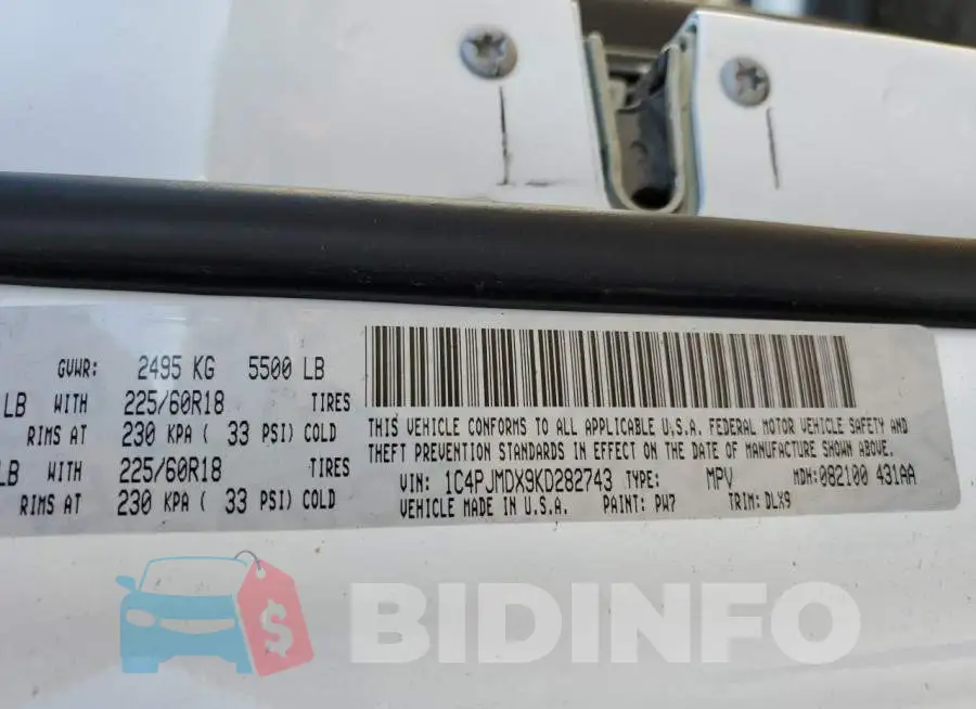 1C4PJMDX9KD282743 Photo# 10