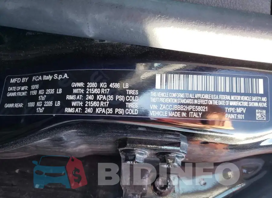 ZACCJBBB2HPE58021 Photo# 12