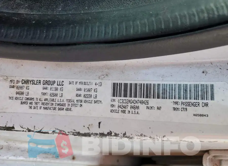 1C3CDZAG4DN748426 Photo# 10