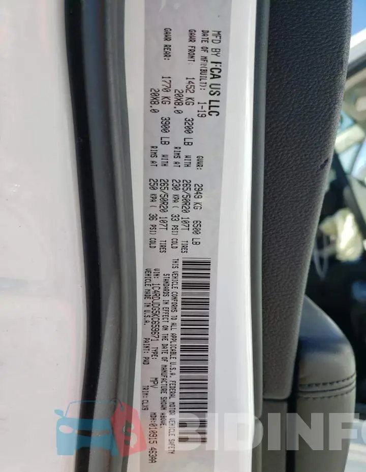 1C4RDJDG5KC659671 Photo# 10