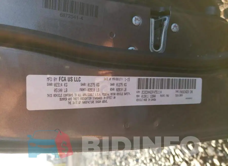2C3CDXHG3FH751114 Photo# 10