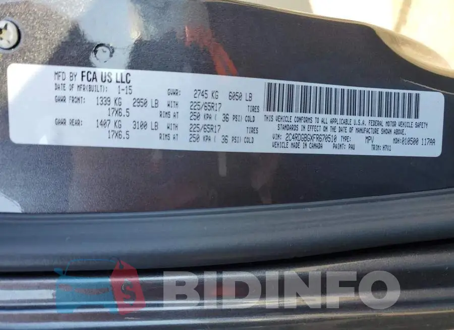 2C4RDGBGXFR670510 Photo# 13