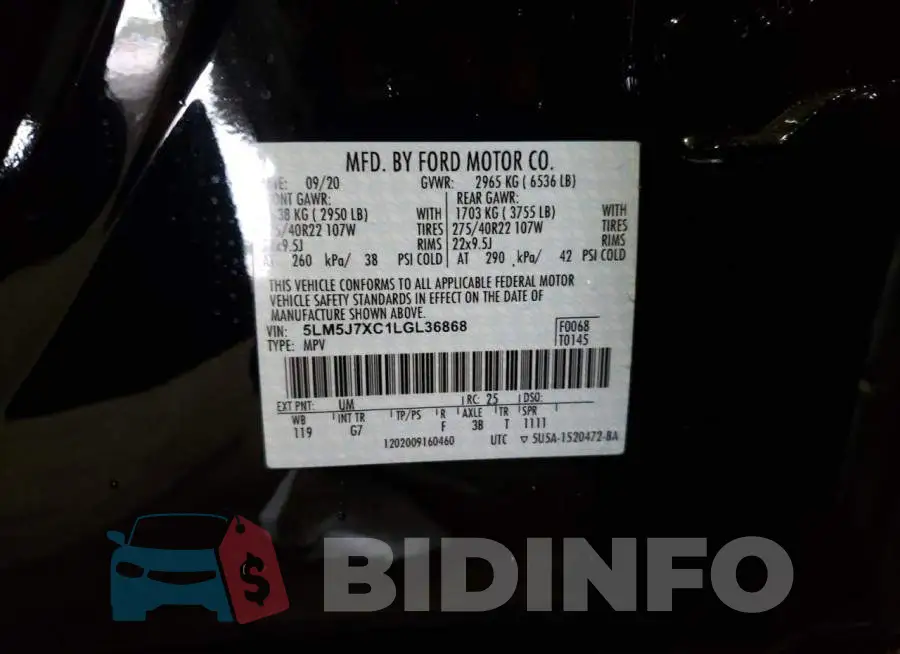 5LM5J7XC1LGL36868 Photo# 10