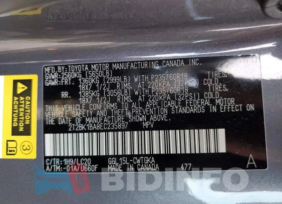 2T2BK1BA8EC235897 Photo# 13