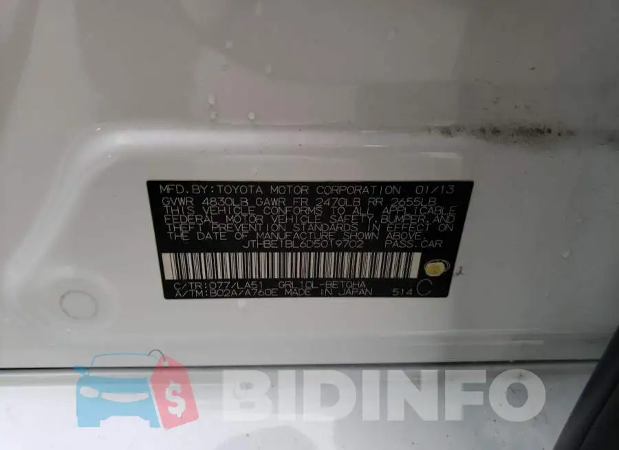 JTHBE1BL6D5019702 Photo# 12