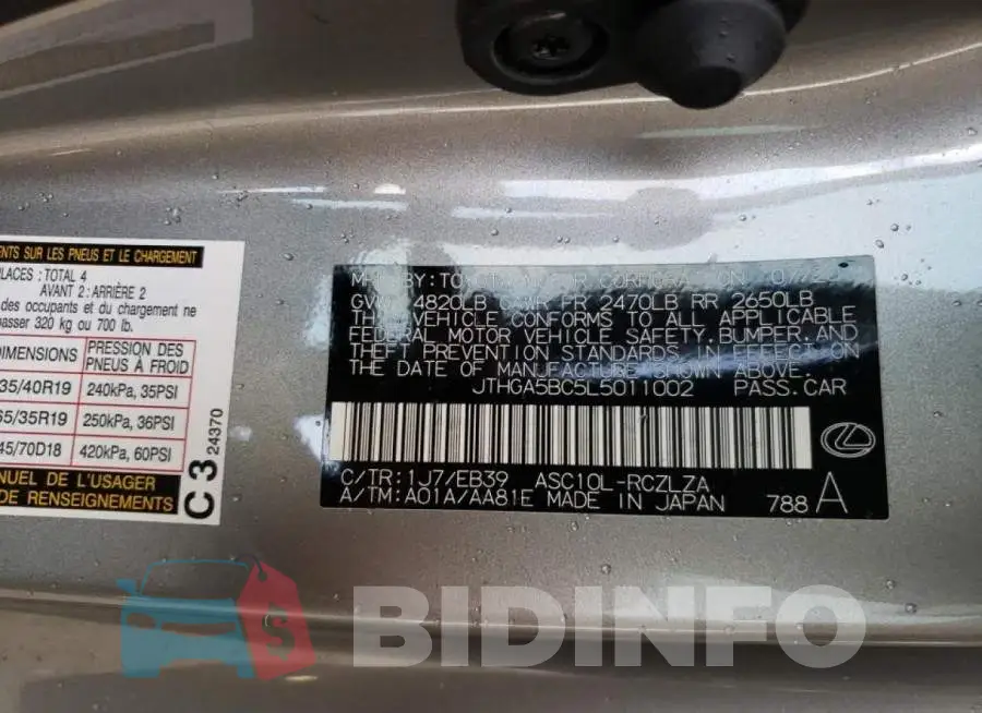 JTHGA5BC5L5011002 Photo# 10