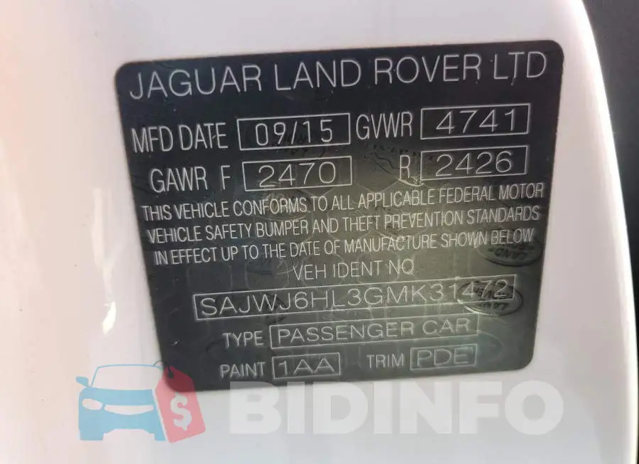 SAJWJ6HL3GMK31472 Photo# 10