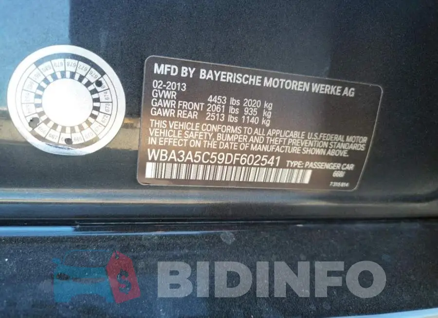 WBA3A5C59DF602541 Photo# 10
