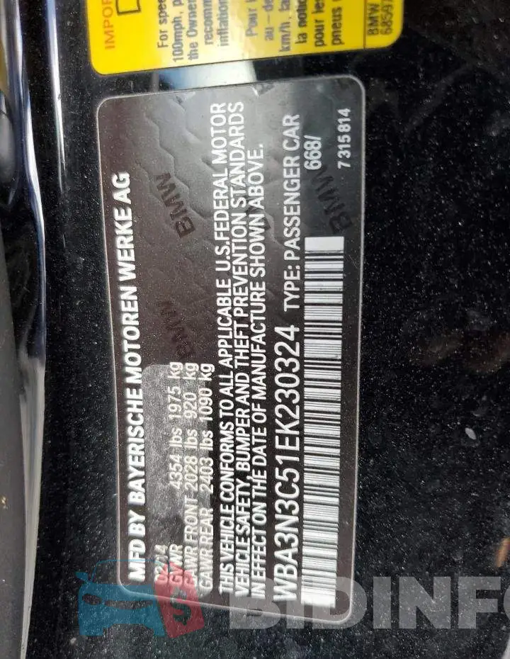 WBA3N3C51EK230324 Photo# 10