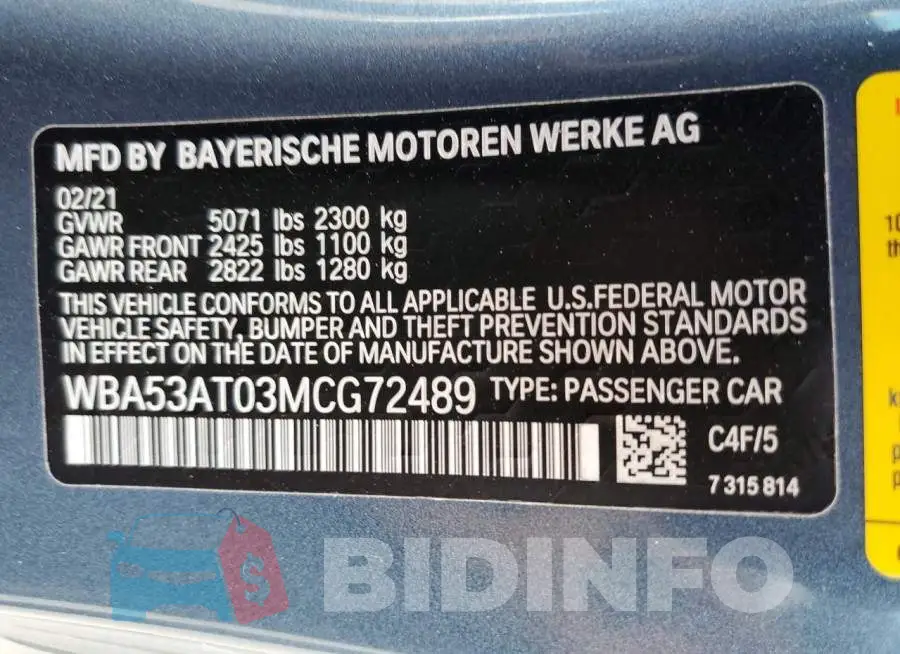 WBA53AT03MCG72489 Photo# 12