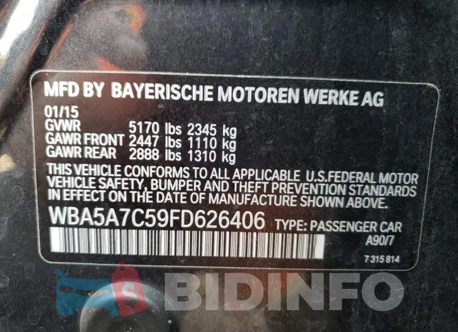 WBA5A7C59FD626406 Photo# 12
