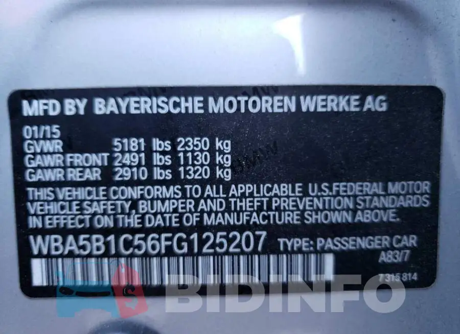 WBA5B1C56FG125207 Photo# 10