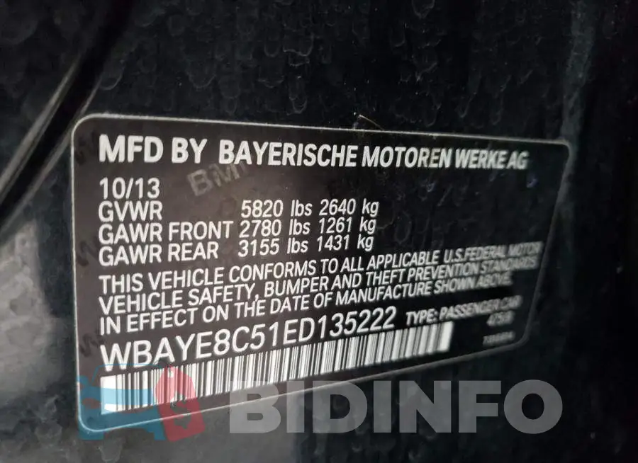 WBAYE8C51ED135222 Photo# 10