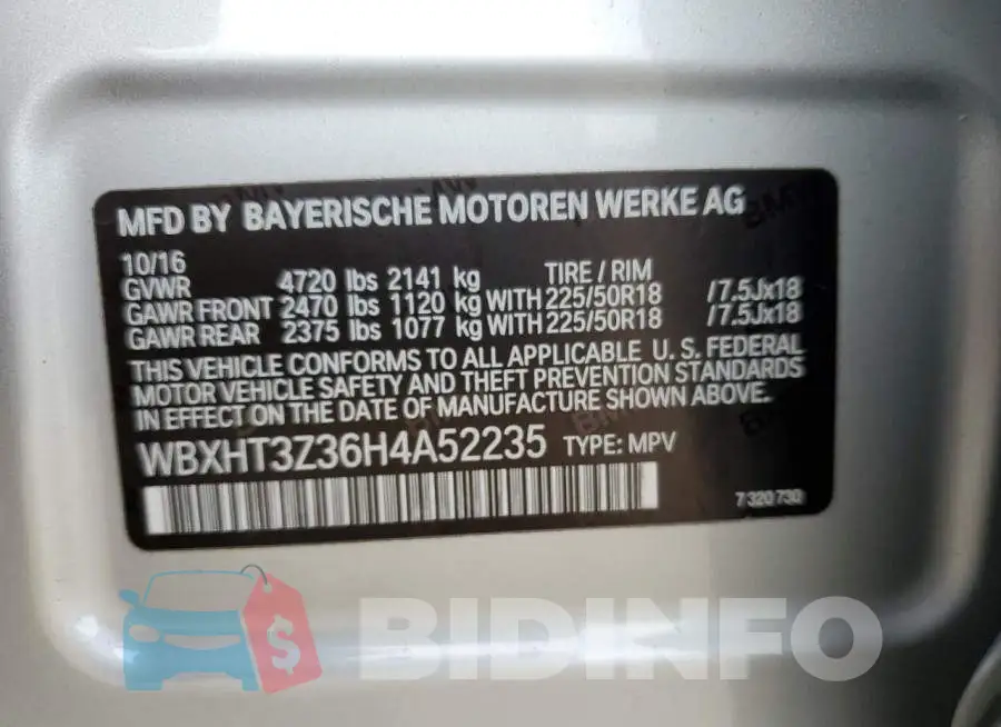 WBXHT3Z36H4A52235 Photo# 10