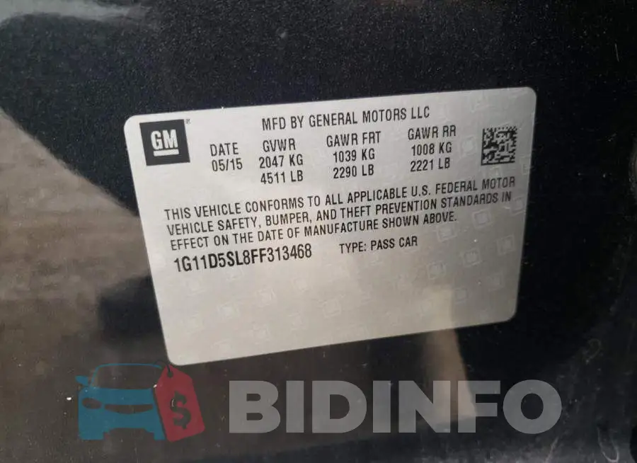 1G11D5SL8FF313468 Photo# 10