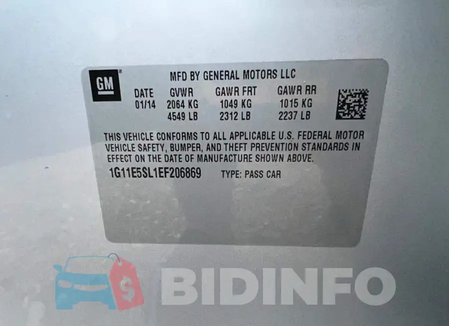 1G11E5SL1EF206869 Photo# 10