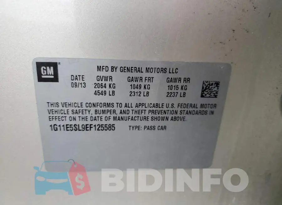 1G11E5SL9EF125585 Photo# 12