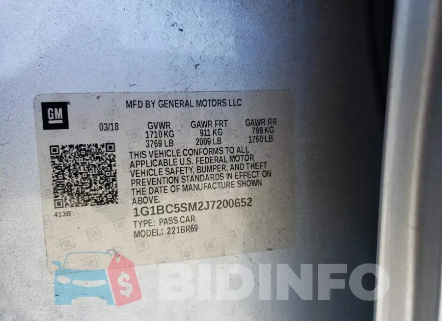 1G1BC5SM2J7200652 Photo# 10