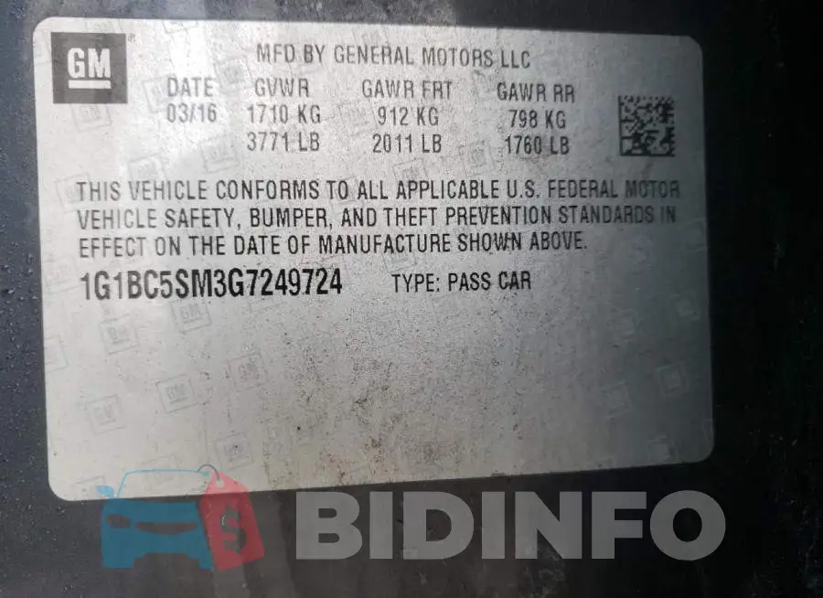 1G1BC5SM3G7249724 Photo# 10