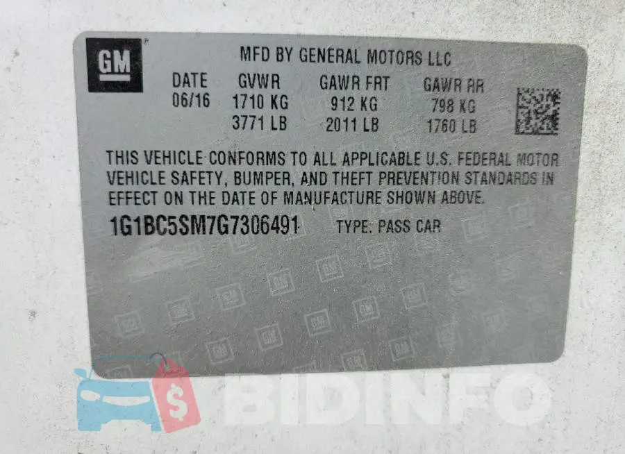 1G1BC5SM7G7306491 Photo# 10