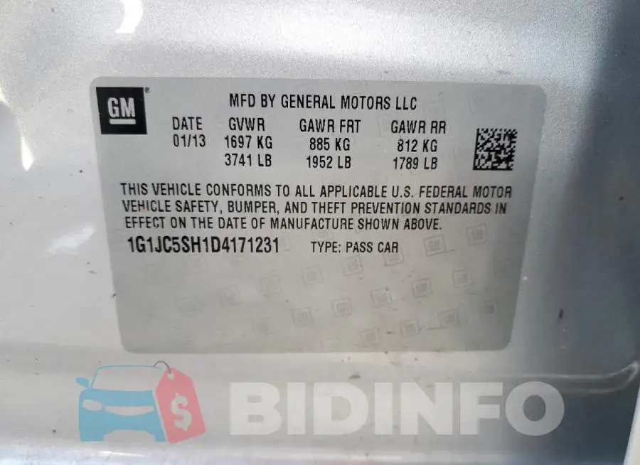 1G1JC5SH1D4171231 Photo# 12