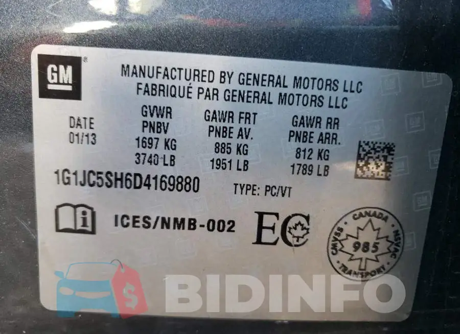 1G1JC5SH6D4169880 Photo# 10