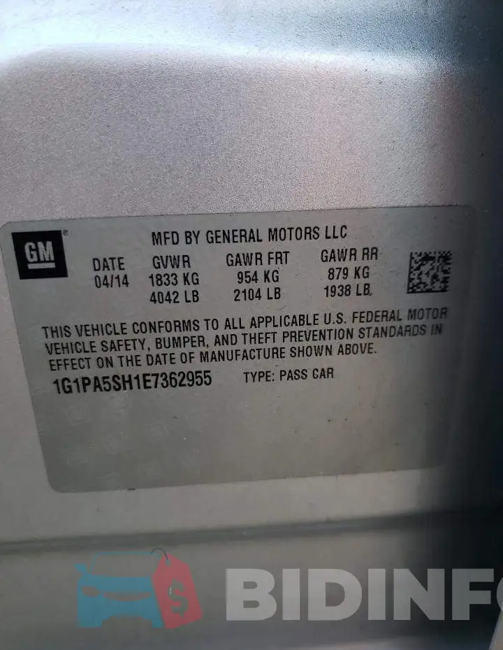 1G1PA5SH1E7362955 Photo# 10