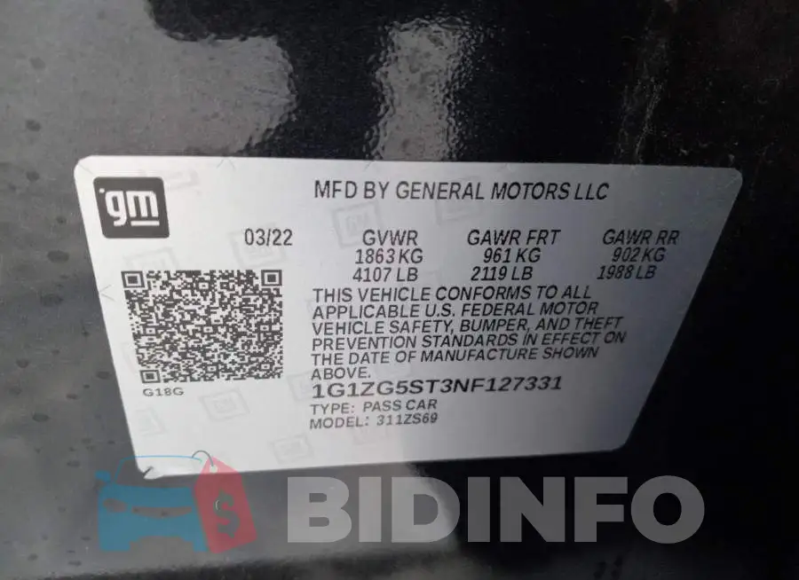 1G1ZG5ST3NF127331 Photo# 12